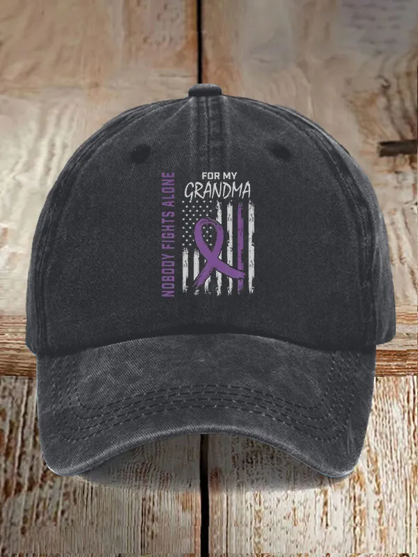Grandma Alzheimers Awareness USA Flag Dementia Fam Baseball Caps