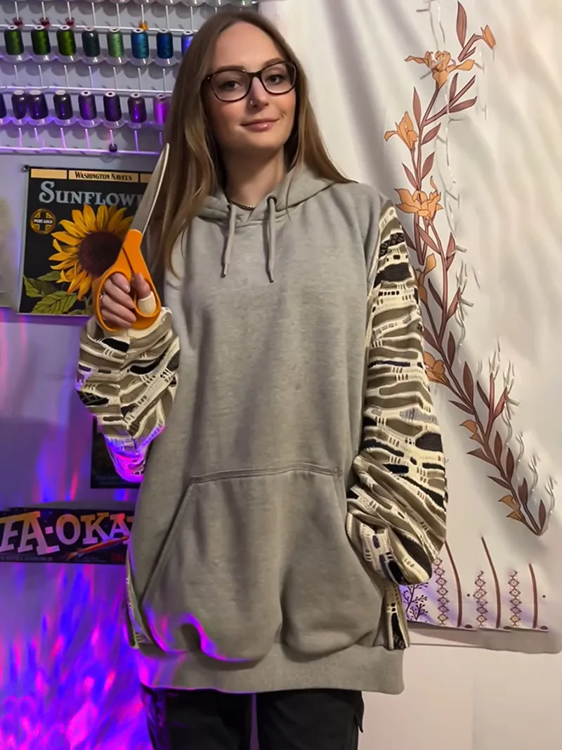 Grey Streetwear Leisure Hoodie Sweatshirts