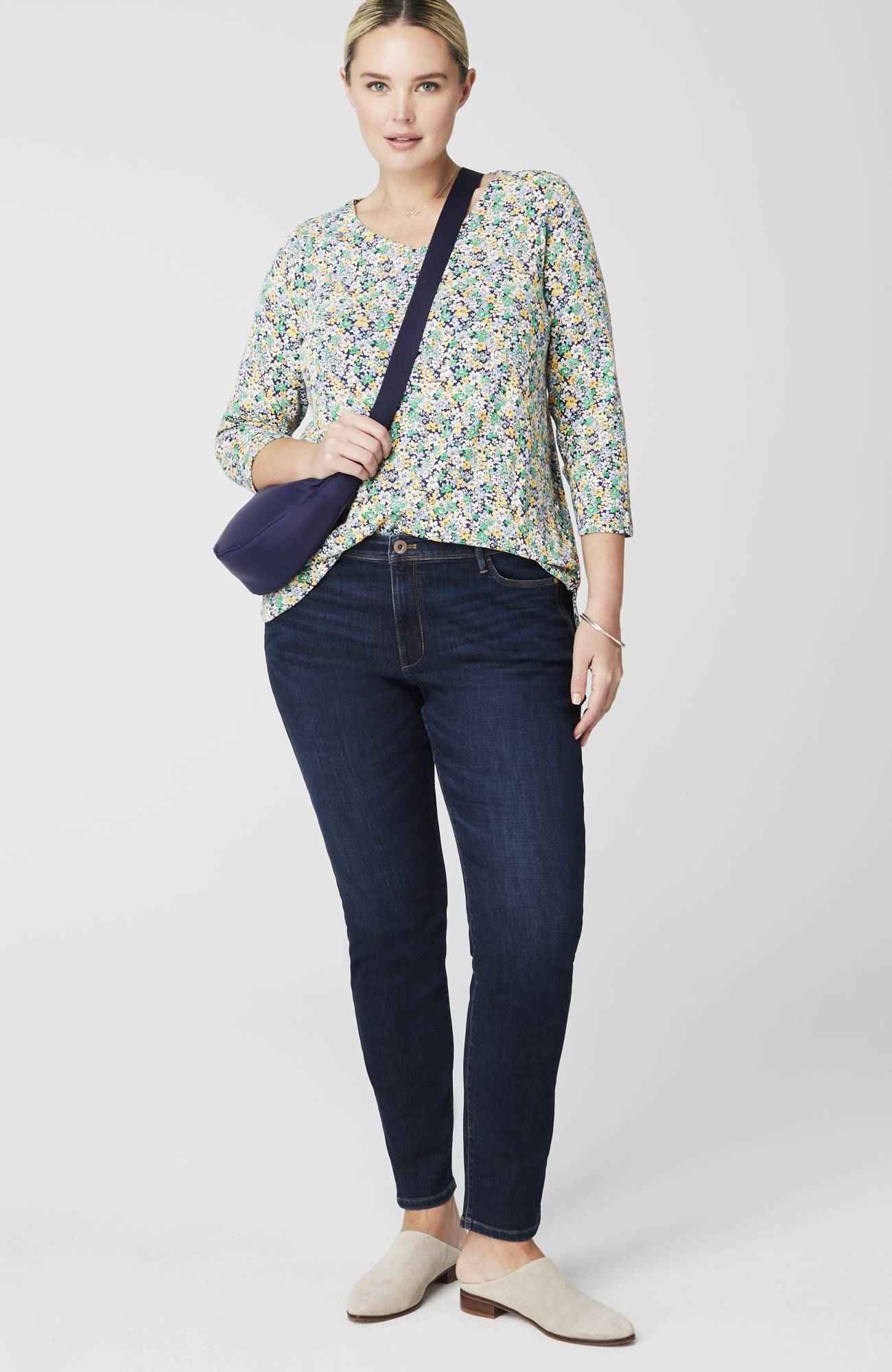 pima 3/4-sleeve v-neck tee