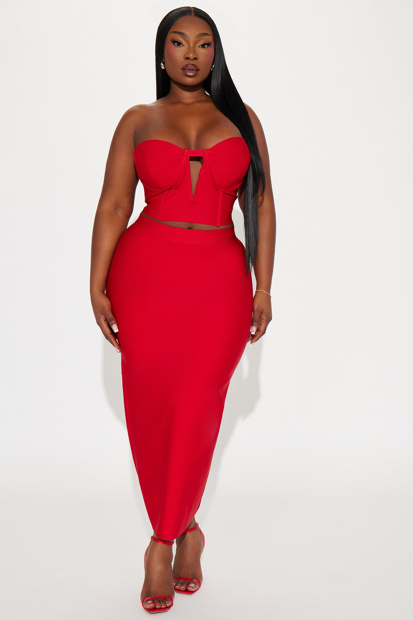 Berry Bandage Skirt Set - Red