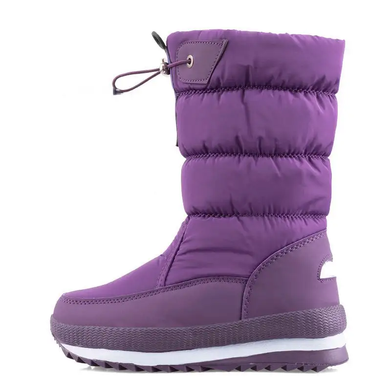 Winter fleece women's snow boots non-slip warm mid-barrel thickened casual cotton boots non-slip plus size women's cotton shoes