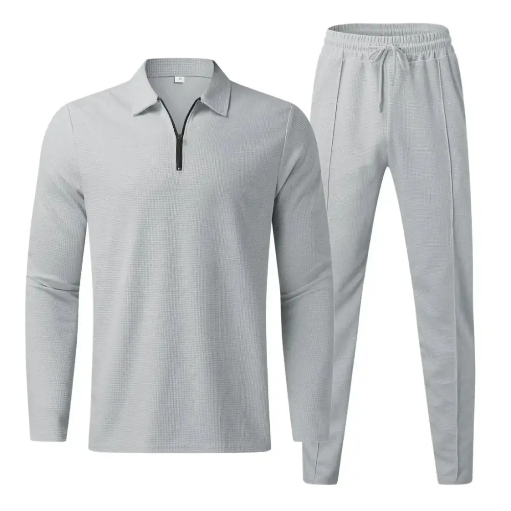 Matching Set for Men,Casual Fashion Long Sleeve Polo Shirt and Pants 2 Piece Outfits,Athletic Jogging Suits