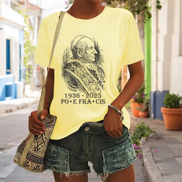 Women's Rip 1936-2025 Print Short Sleeve Round Neck Cotton T-Shirt