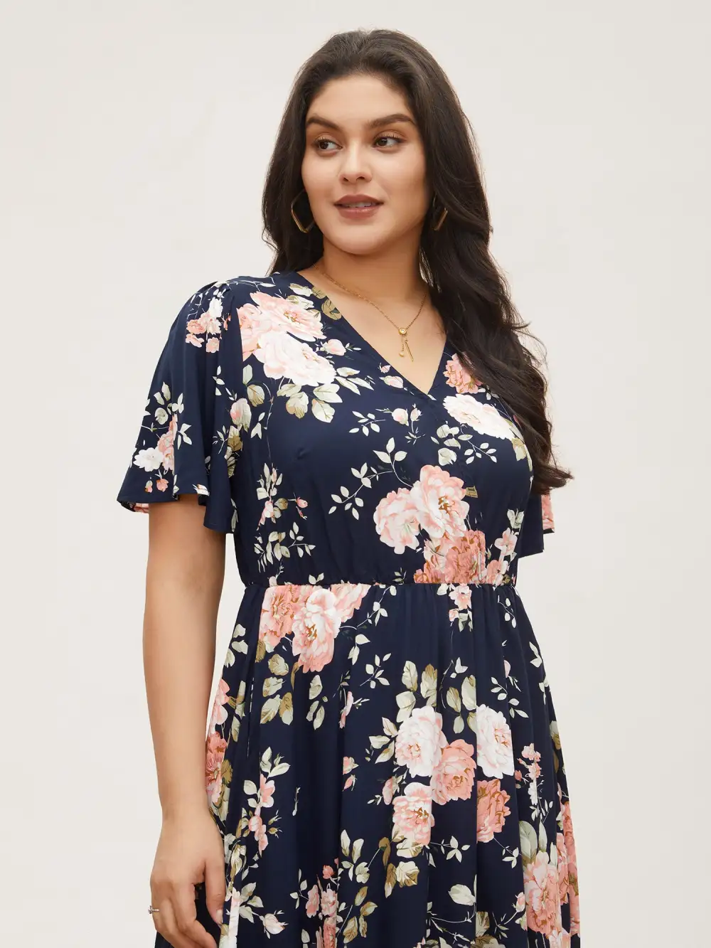 Bloom Dress - Flutter Sleeve Ditsy Floral Pocket Split Maxi Dress