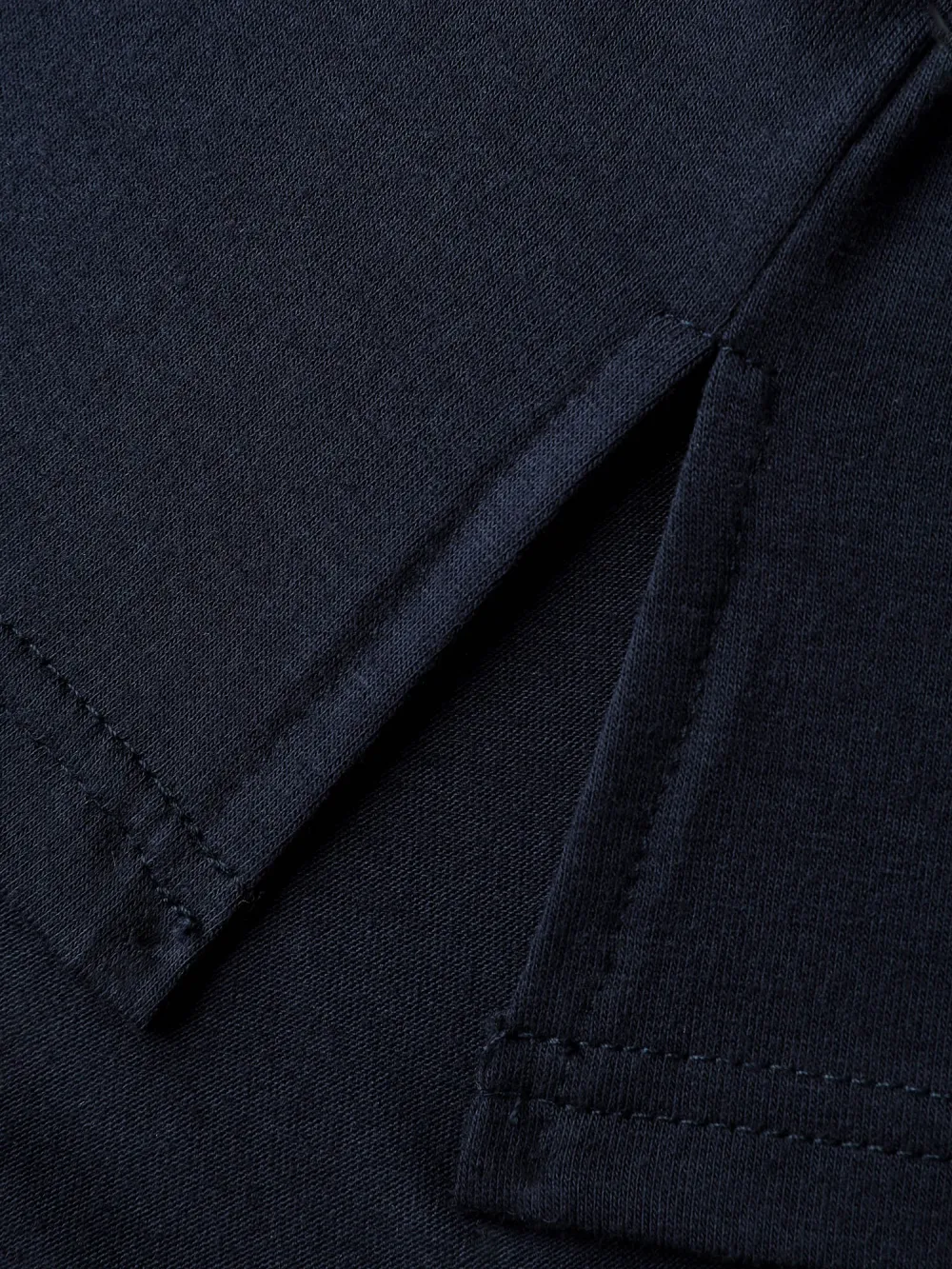 Leaf Embroidery Round Neck Split T-Shirt