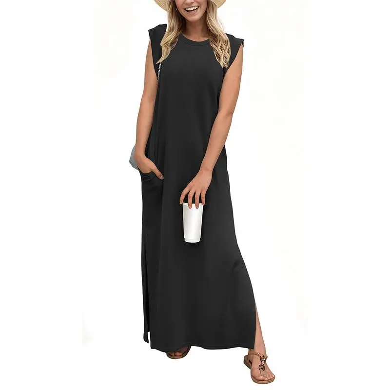 Women's Summer Maxi Dress with Pockets – Wrinkle-Free, Casual & Comfy