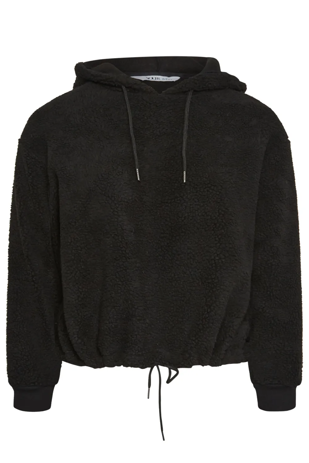YOURS Curve Grey Camo Print Cropped Fleece Hoodie