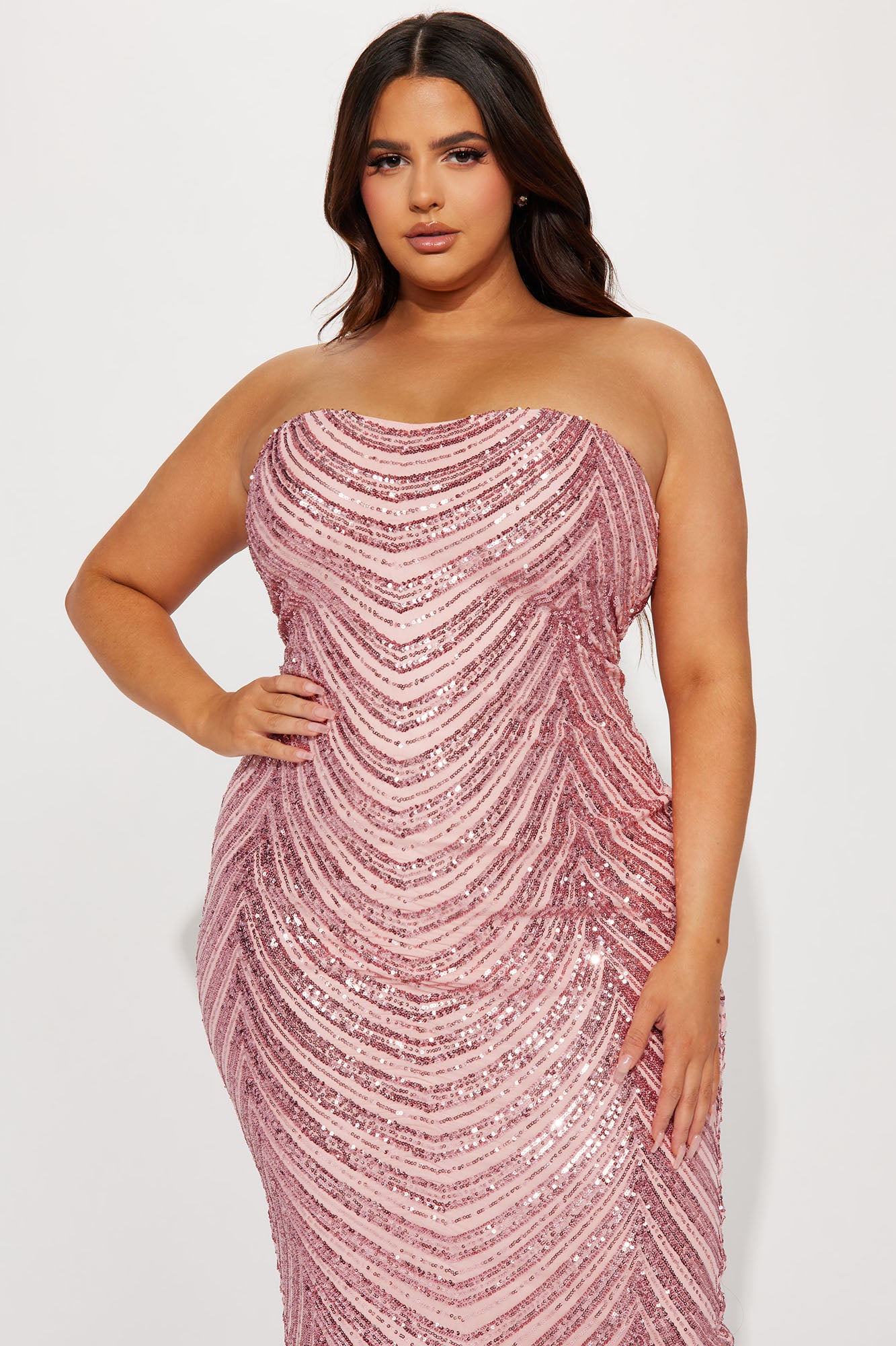 Stella Sequin Midi Dress - Pink
