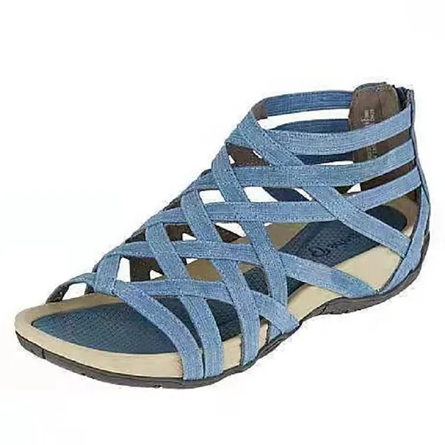 Women's Sandals Wedge Sandals Gladiator Sandals Roman Sandals Plus Size Outdoor Daily Beach Summer Wedge Heel Open Toe Vintage Casual Minimalism Canvas Zipper Solid Color Dark Grey Leopard Black