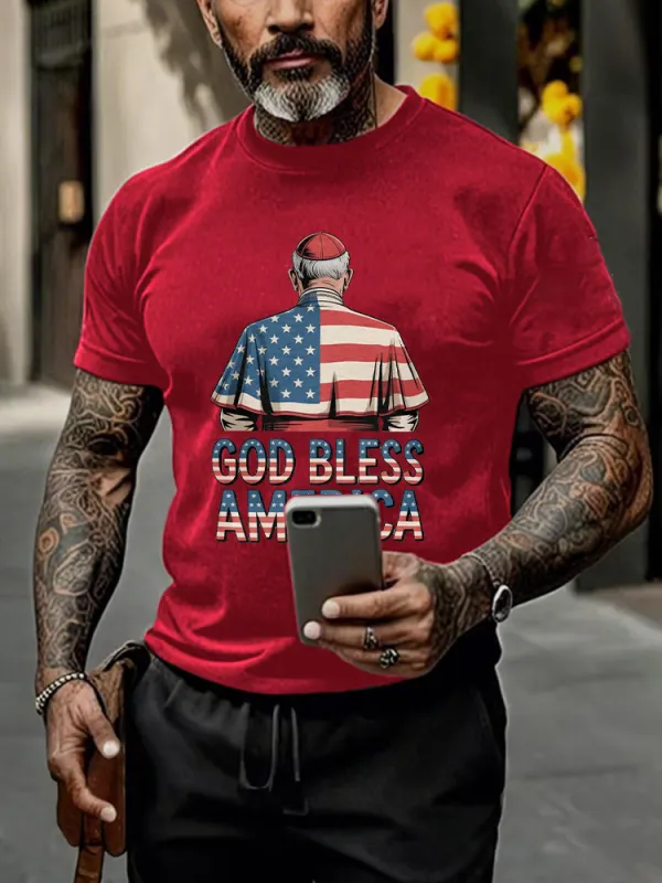 Men'S Pope Leo Xiv 8th May 2025 God Bless America Printed T-Shirt