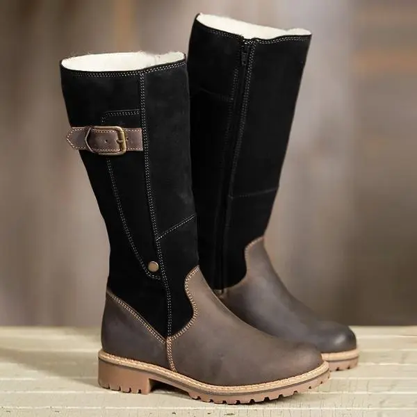 *Warm Ladies High Snow Shoes Leather Martin Boots