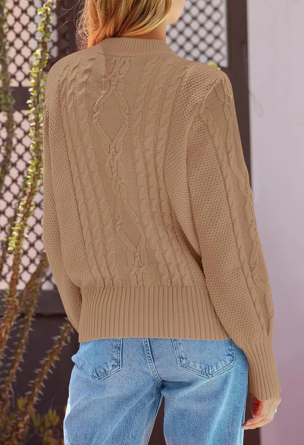 Women's 2024 Fall Long Sleeve Sweater Cardigan Cable Knit Open Front Button Outwear Coats