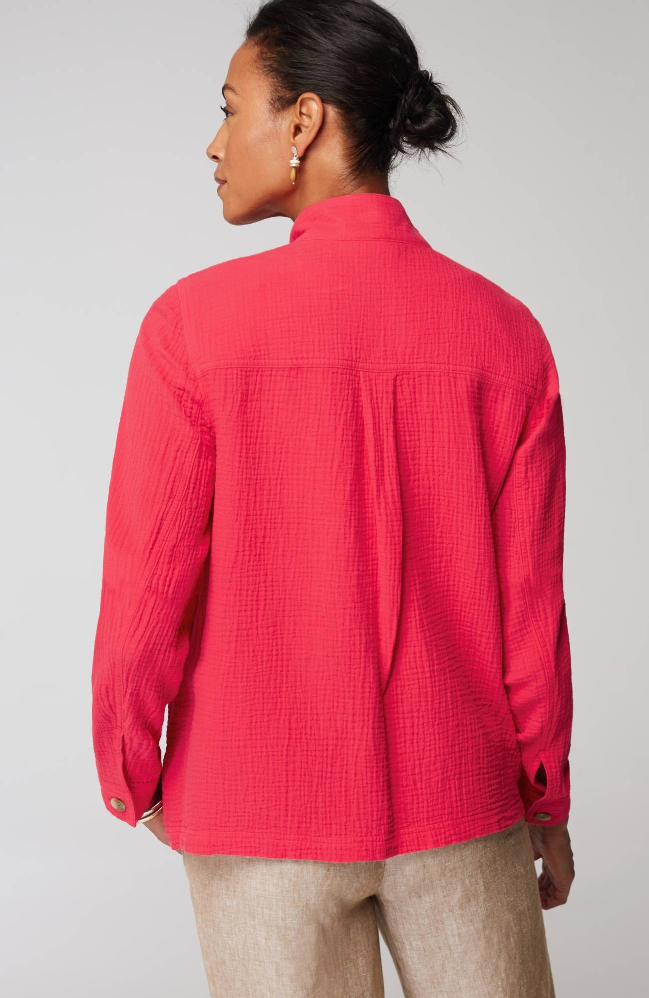 Cotton-Gauze Button-Front Jacket