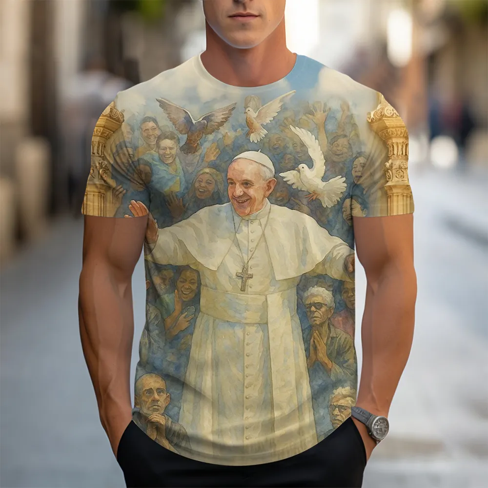 Men's See You In Heaven Print Short Sleeve Round Neck Cotton T-Shirt