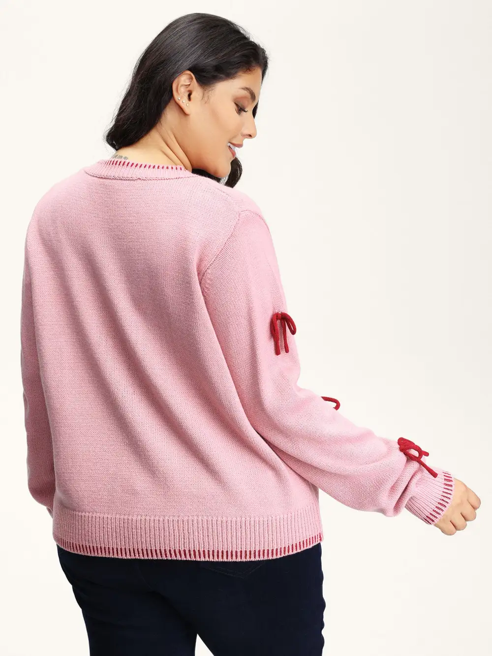 Bowknot Pattern Textured Knit Cardigan