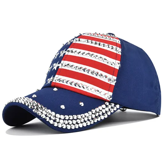 Hot Drilling American Flag White Striped Hat Baseball Cap