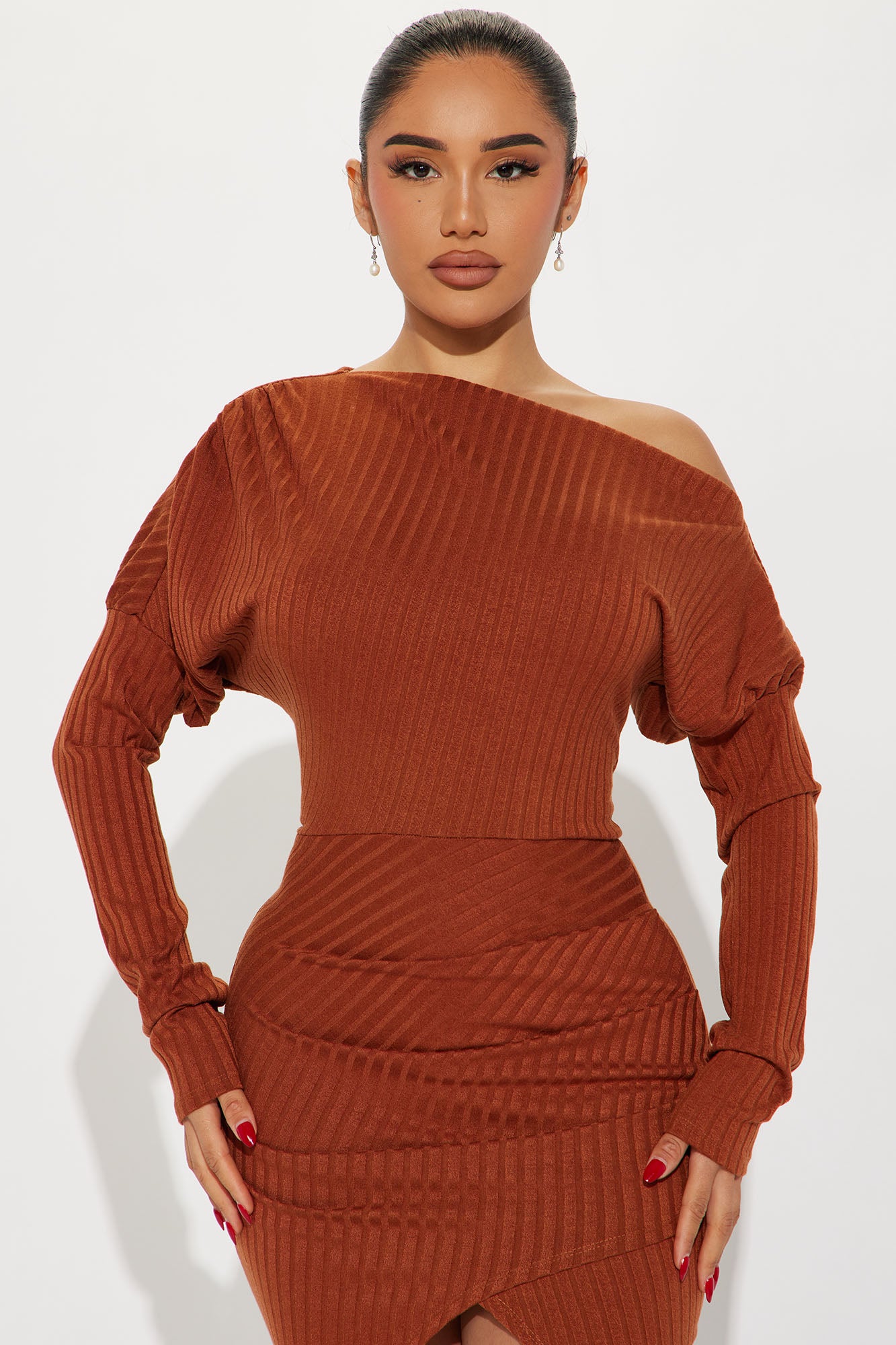 Bernice Ribbed Maxi Dress - Cognac
