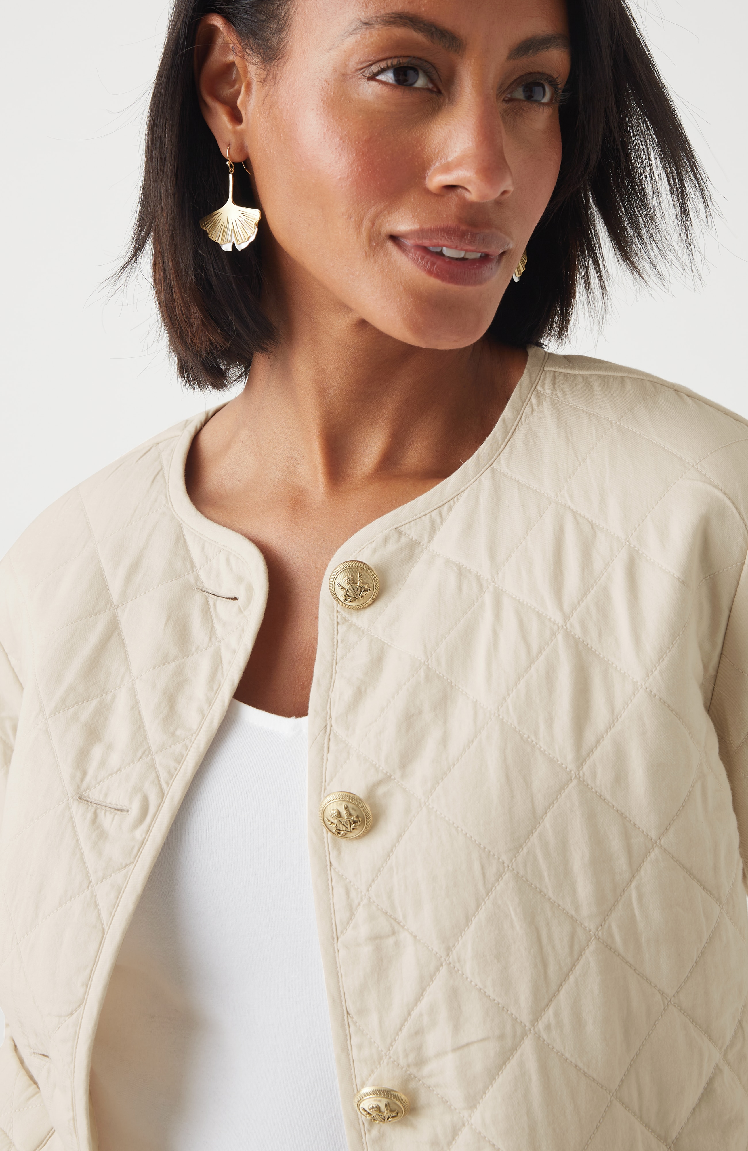 Diamond-Quilted Curved-Hem Jacket