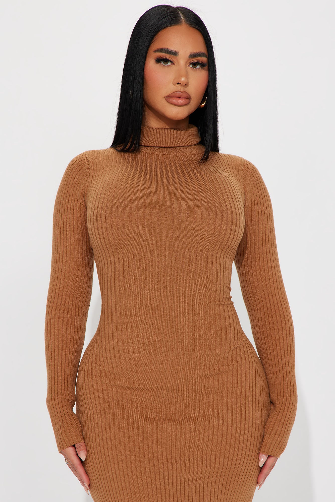 London Sweater Midi Dress - Cognac