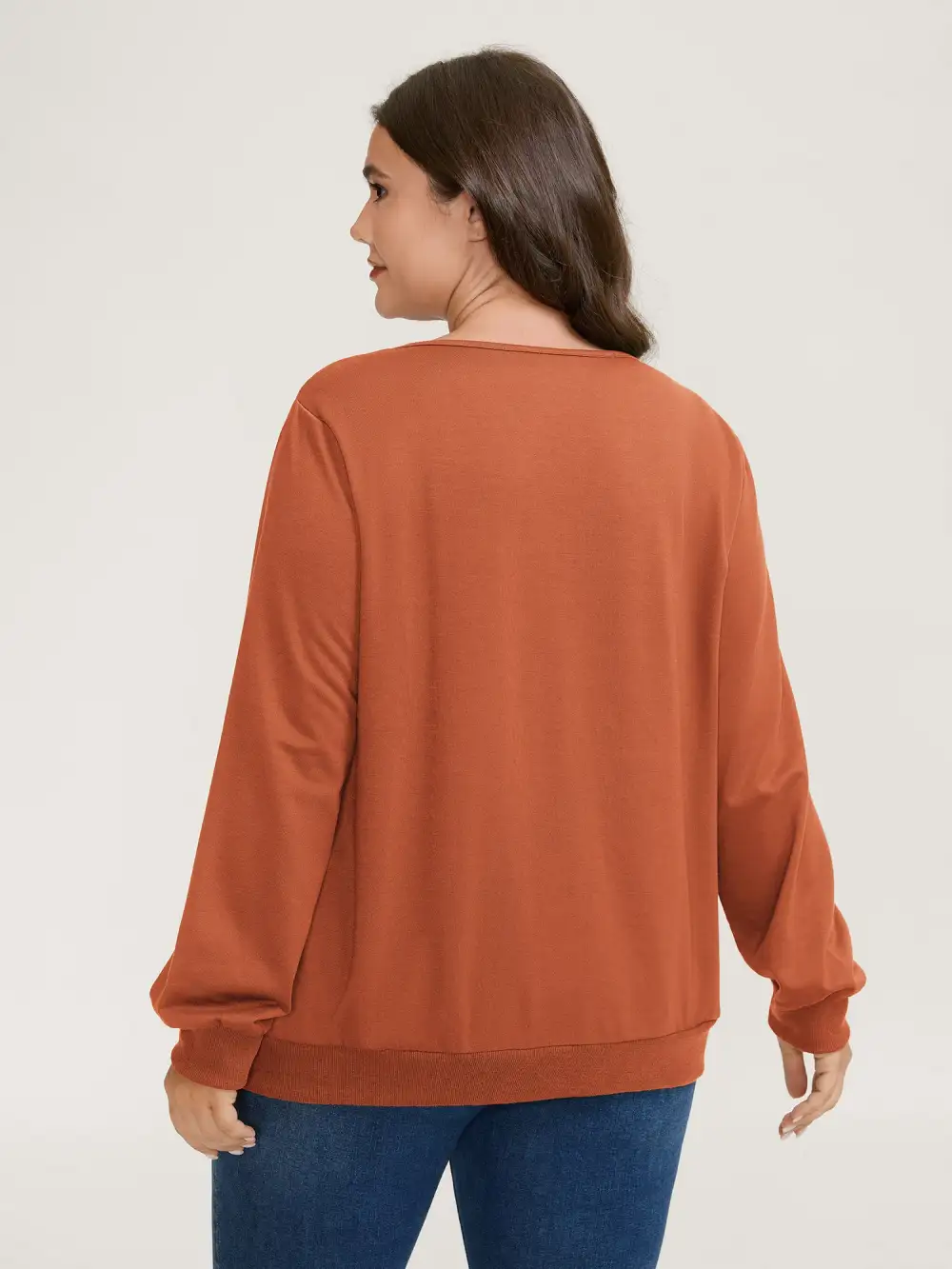 Plaid Spliced Wrap Contrast Sweatshirt