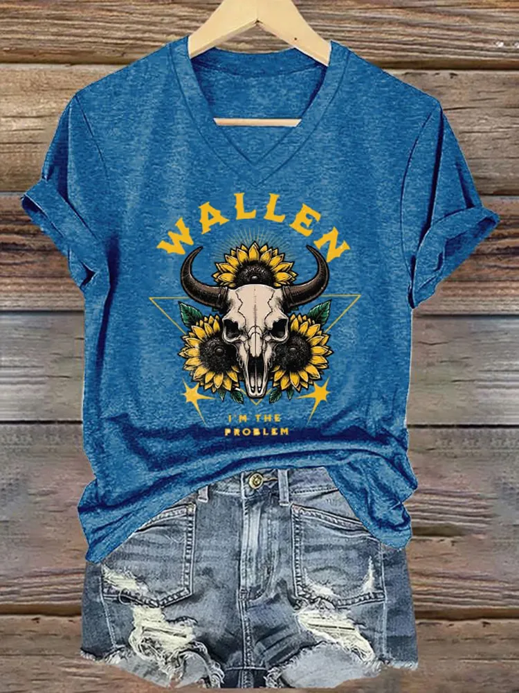 Wallen I'M The Problem Printed V-Neck Short-Sleeved T-Shirt