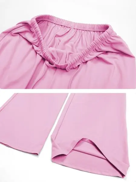 Women's Solid Crop Tank Top & Wide Leg Pants Set, Casual V Neck Sleeveless Top & Trousers