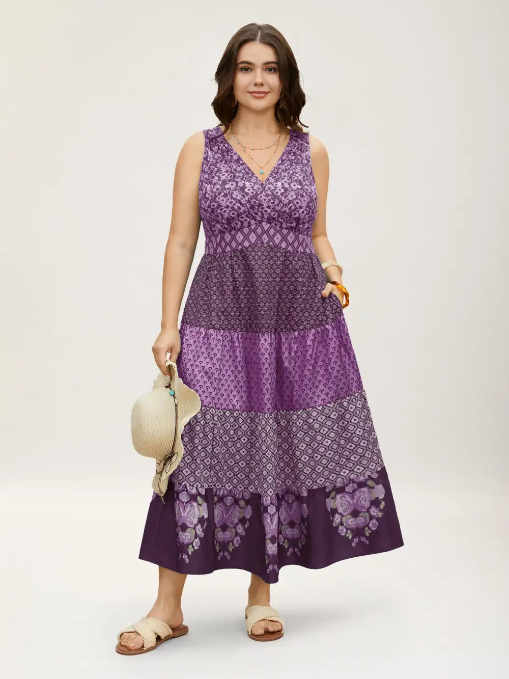 Bandana Patchwork Floral Sleeveless Dress