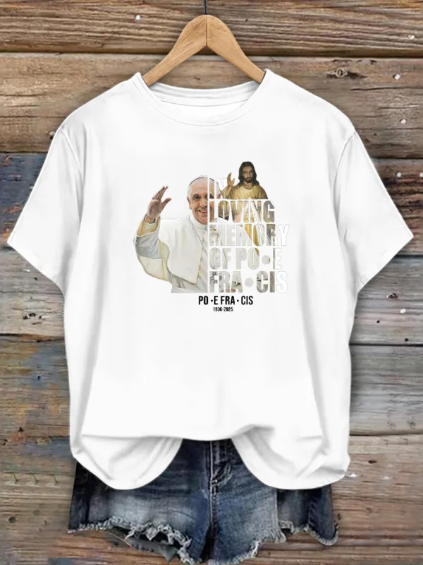 Women's In Loving Memory Of PF 1936-2025 Print Short Sleeve Round Neck Cotton T-Shirt