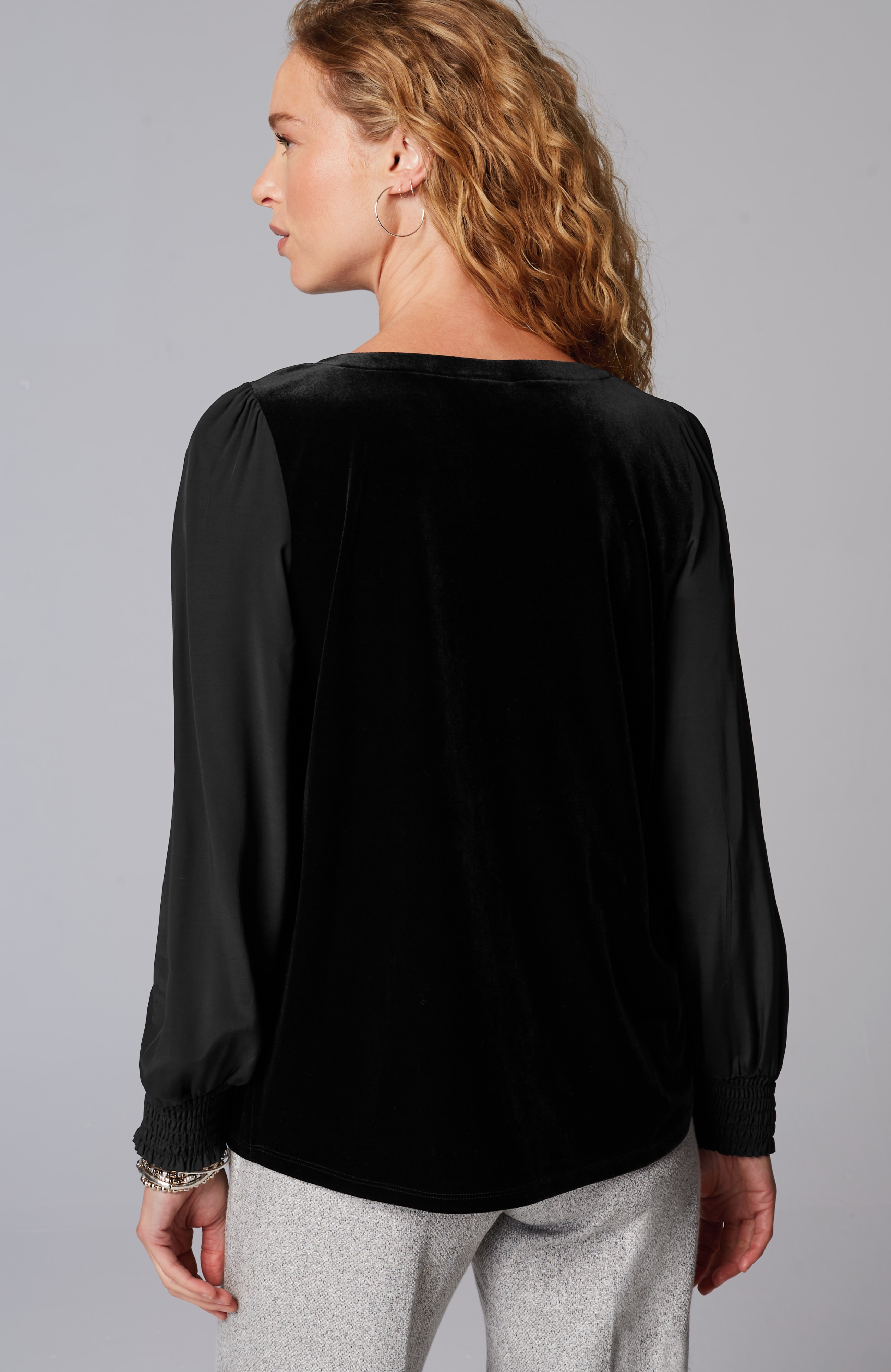 Velour Mixed-Media Top