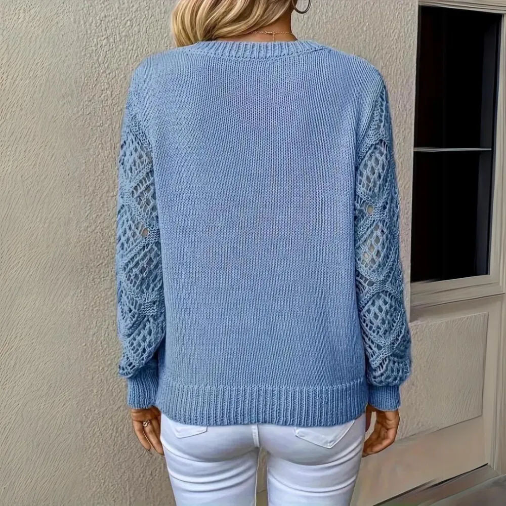 V-Neck Knitted Sleeves Jumper