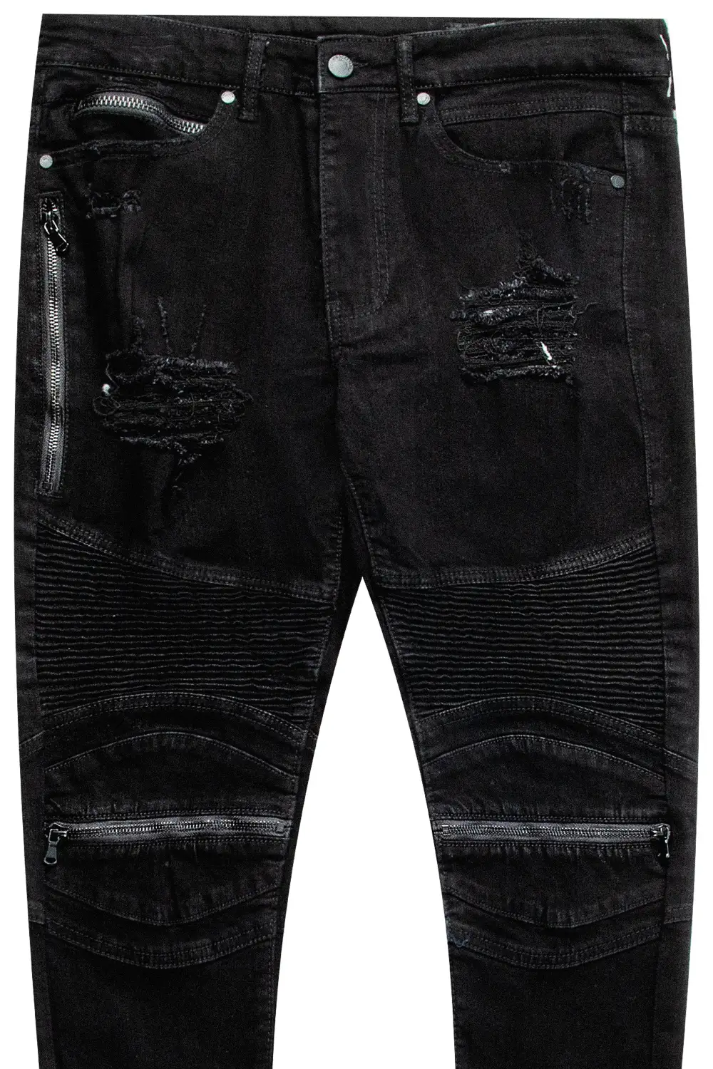 Bk Signature Biker / Zipper Knee Jean- Black