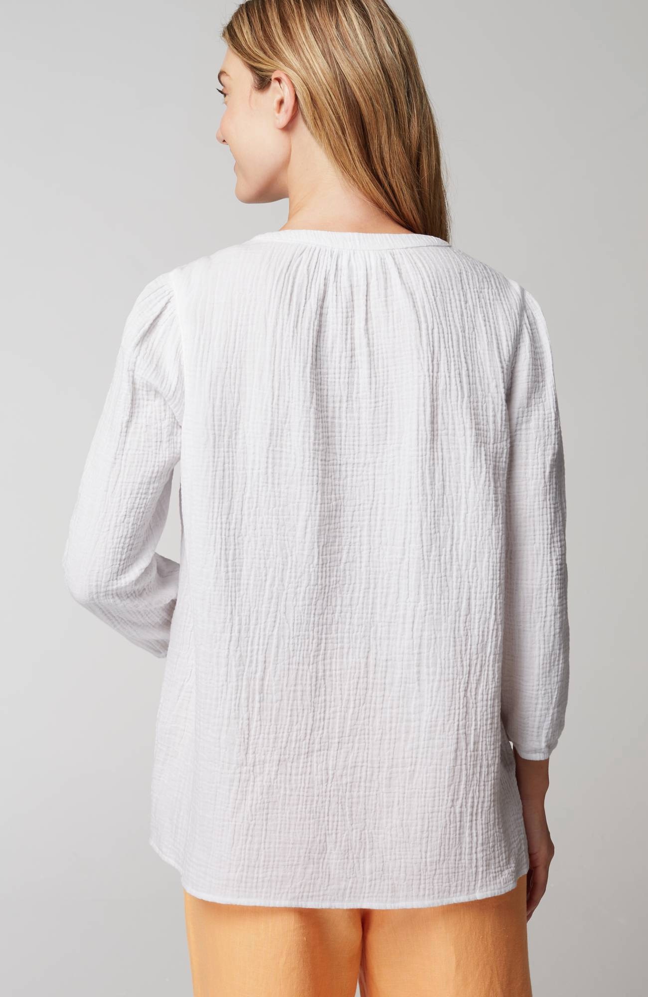 Cotton-Gauze Popover Top