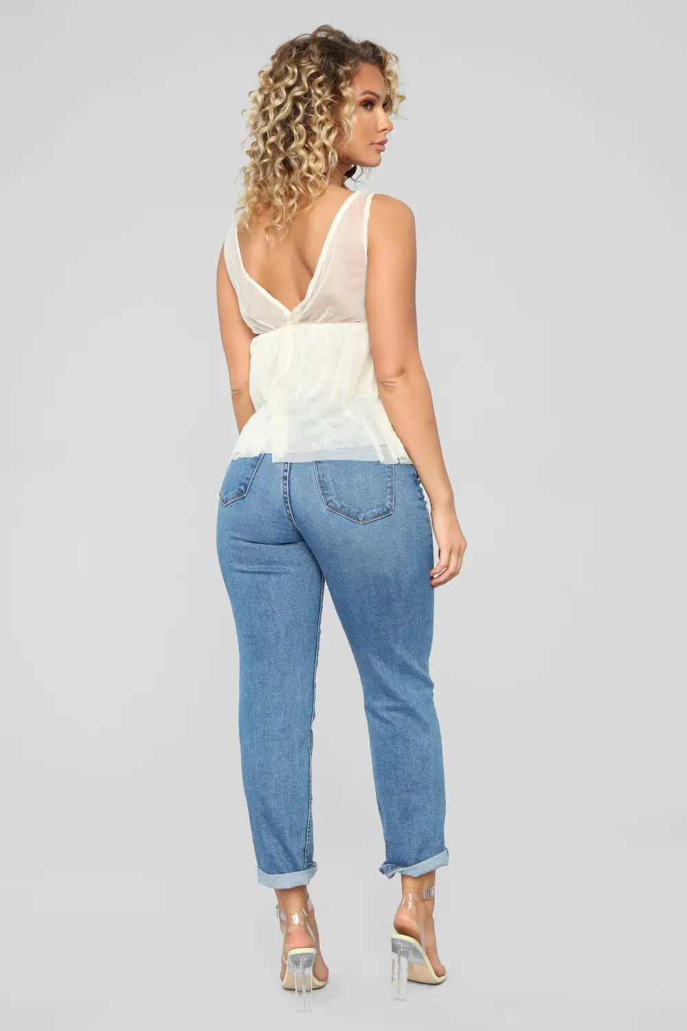 Stay Out Late Peplum Top - Cream
