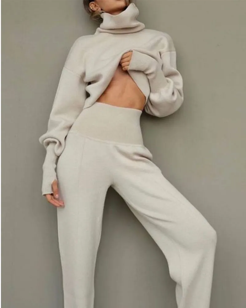 Ladies casual waist high collar suit