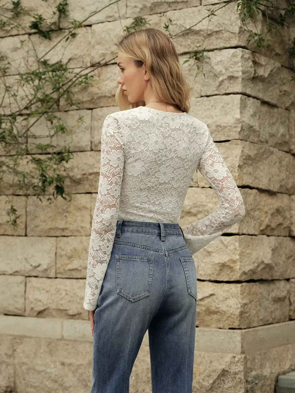 Floral Lace Long-Sleeve Top