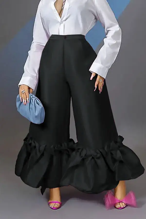  Sweet Ruffle Bell Bottoms Pants