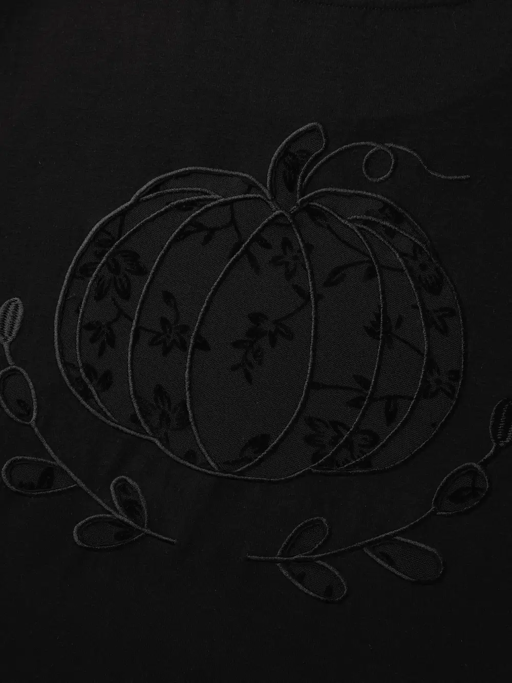 Pumpkin Sheer Cutwork Embroidery T-Shirt