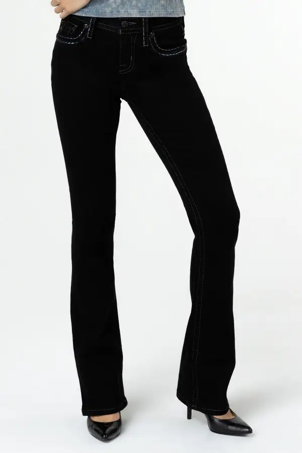 Metallic Classic Black Bootcut Jeans