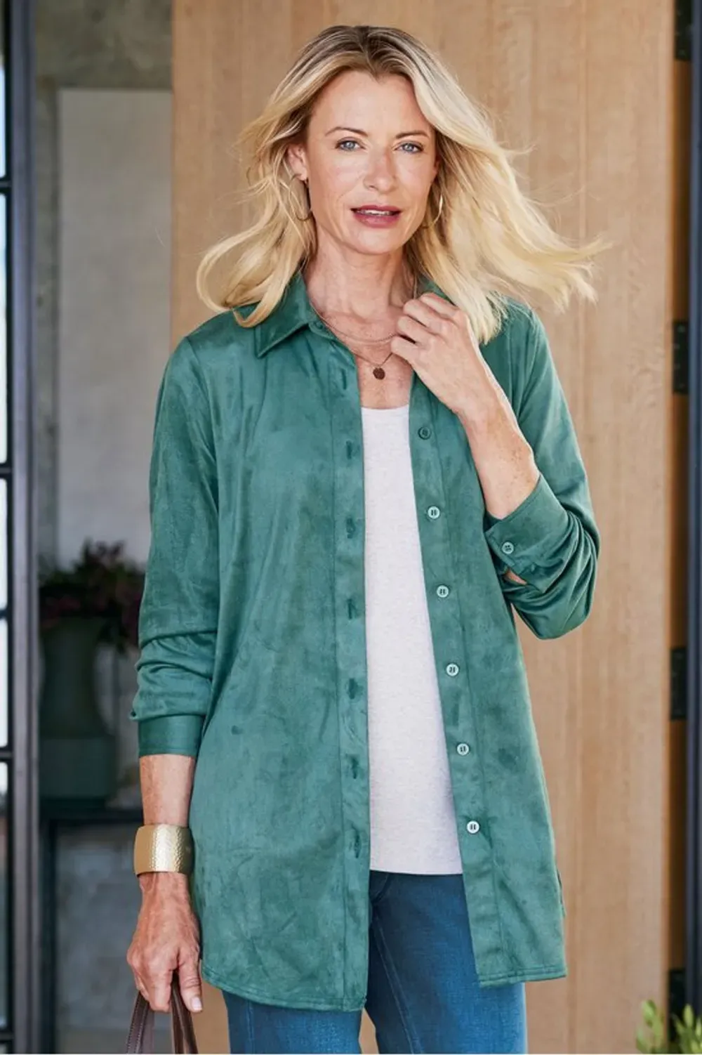 Day To Dusk Faux Suede Big Shirt