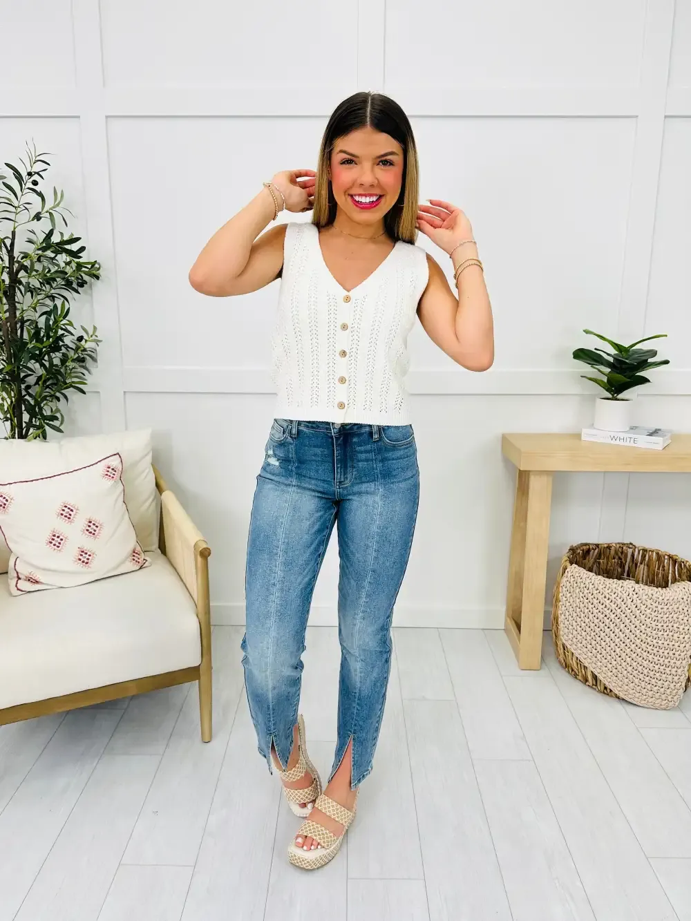 Judy Blue Split Decision Straight Leg Jeans