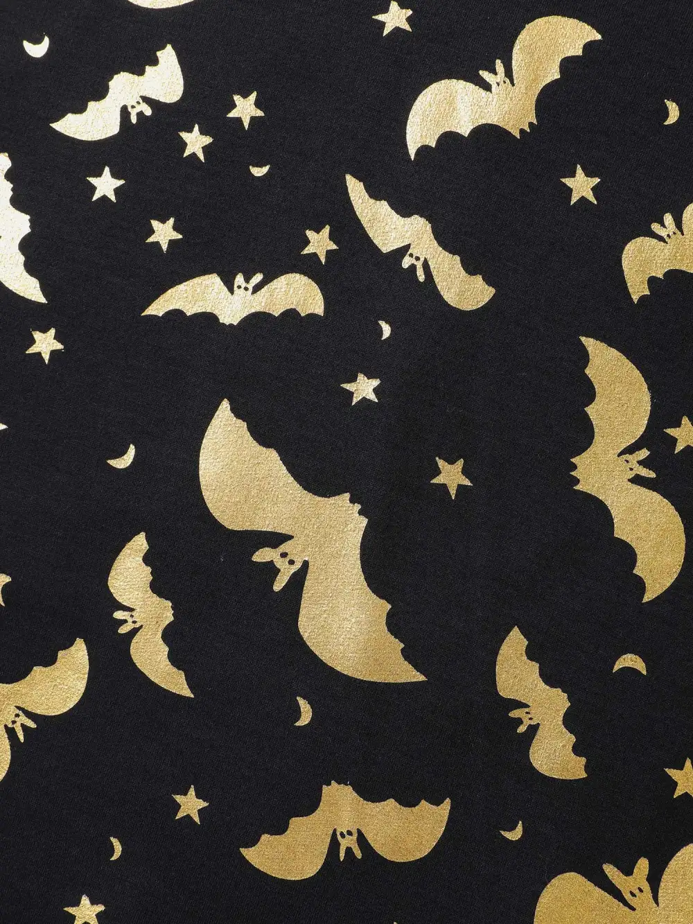 Gold Bat Print Stretchy V-Neck Sweatshirt