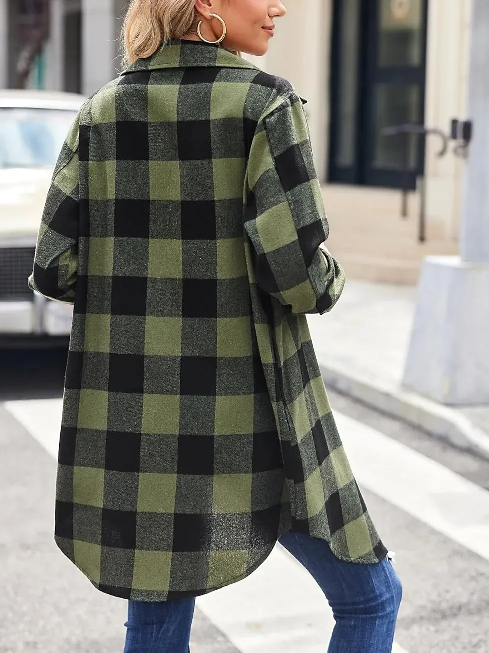 2025 Women's Flannel Long Sleeve Plaid Button Down Shirts