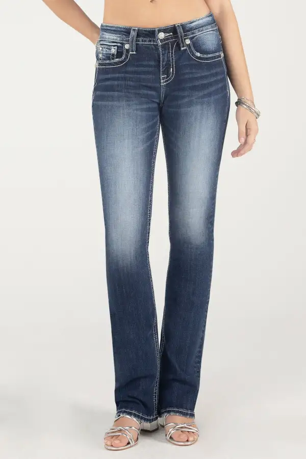 Metallic Turquoise Fleur De Lis Bootcut Jeans