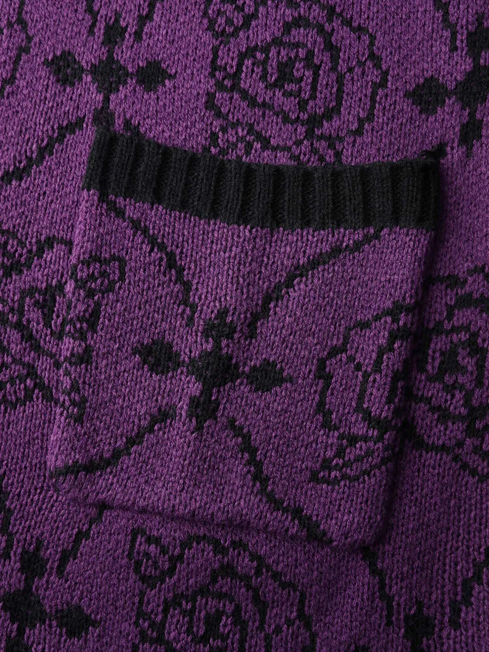 Floral Pattern Scalloped Collar Knit Cardigan