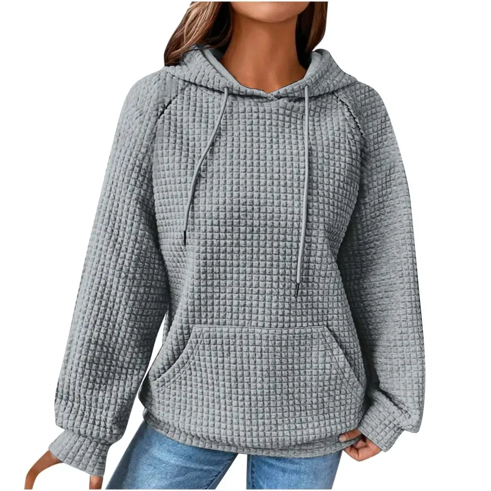 Sweaters for Womens Clearance,Women's Solid Raglan Sweater Hooded Sweater Long Sleeve Top Sweater Deals for Winter 2024 on Sale