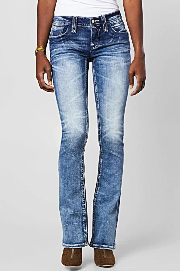Pocket Detail Low Rise Bootcut Jeans
