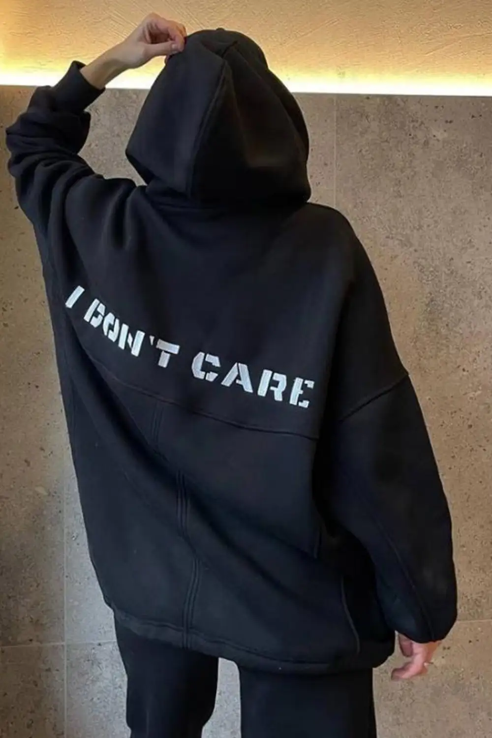 Letter Graphic Drawstring Hoodie Long Pants Suits