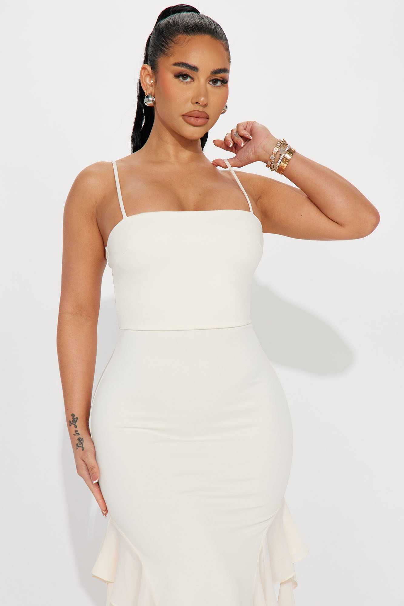 Bali Ruffle Maxi Dress - Cream