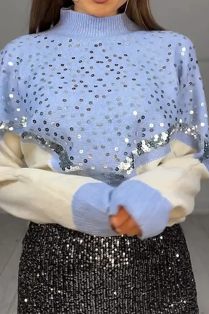 Women's fashion leopard print sequined sweater
