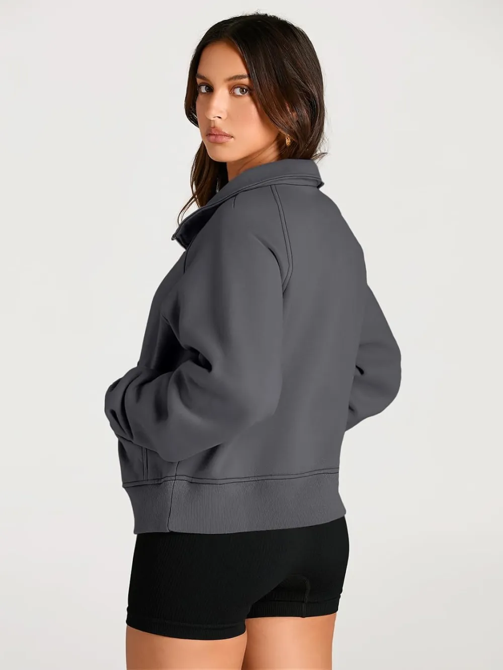 Womens Sweatshirts Half Zip Cropped Pullover Fleece Quarter Zipper Hoodies Fall outfits Clothes Thumb Hole